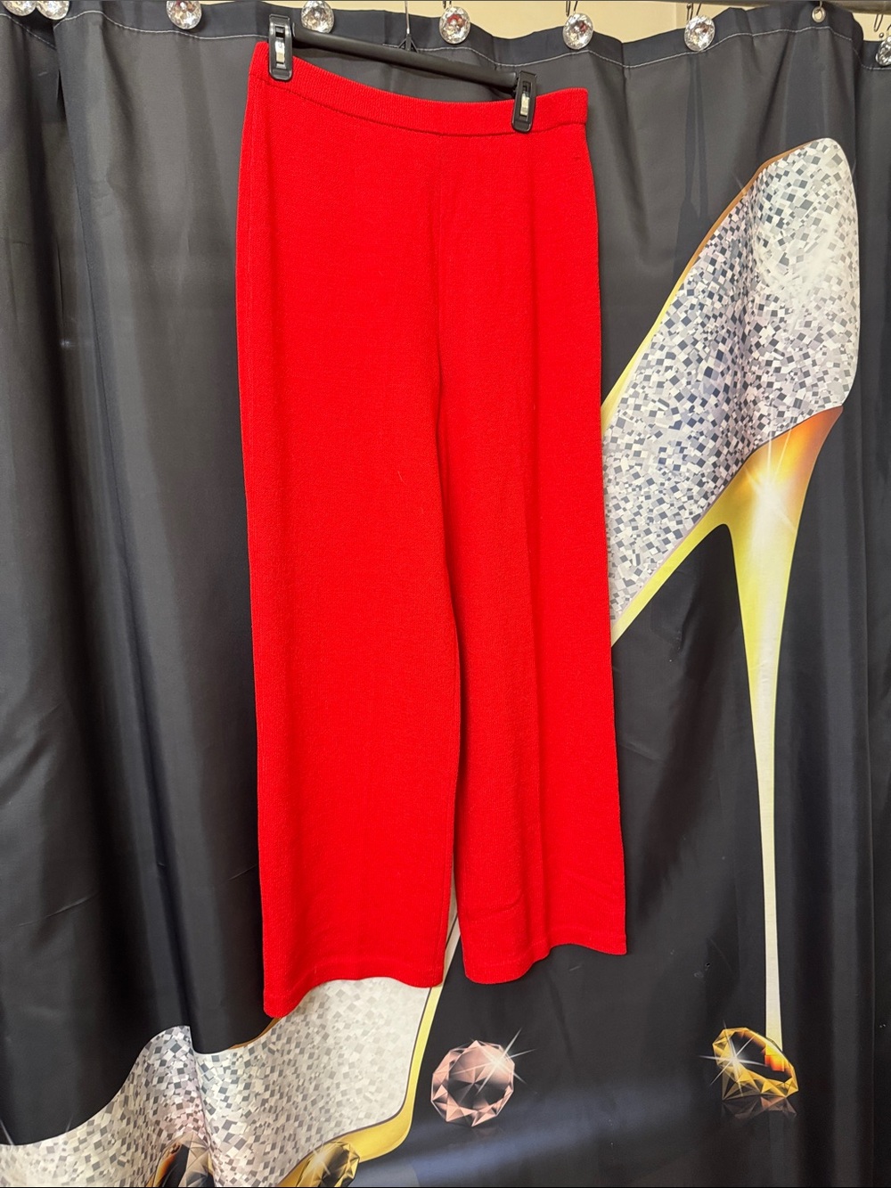 St. John Collection Red Wide-Leg Knit Pants